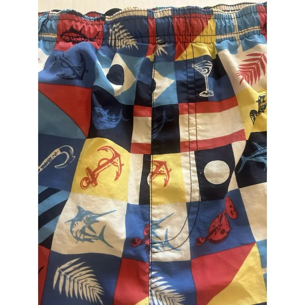 COLUMBIA PFG Men’s XL OMNI-SHADE Swim Trunks Colorful SAILING FLAGS‎ SHORTS Fish